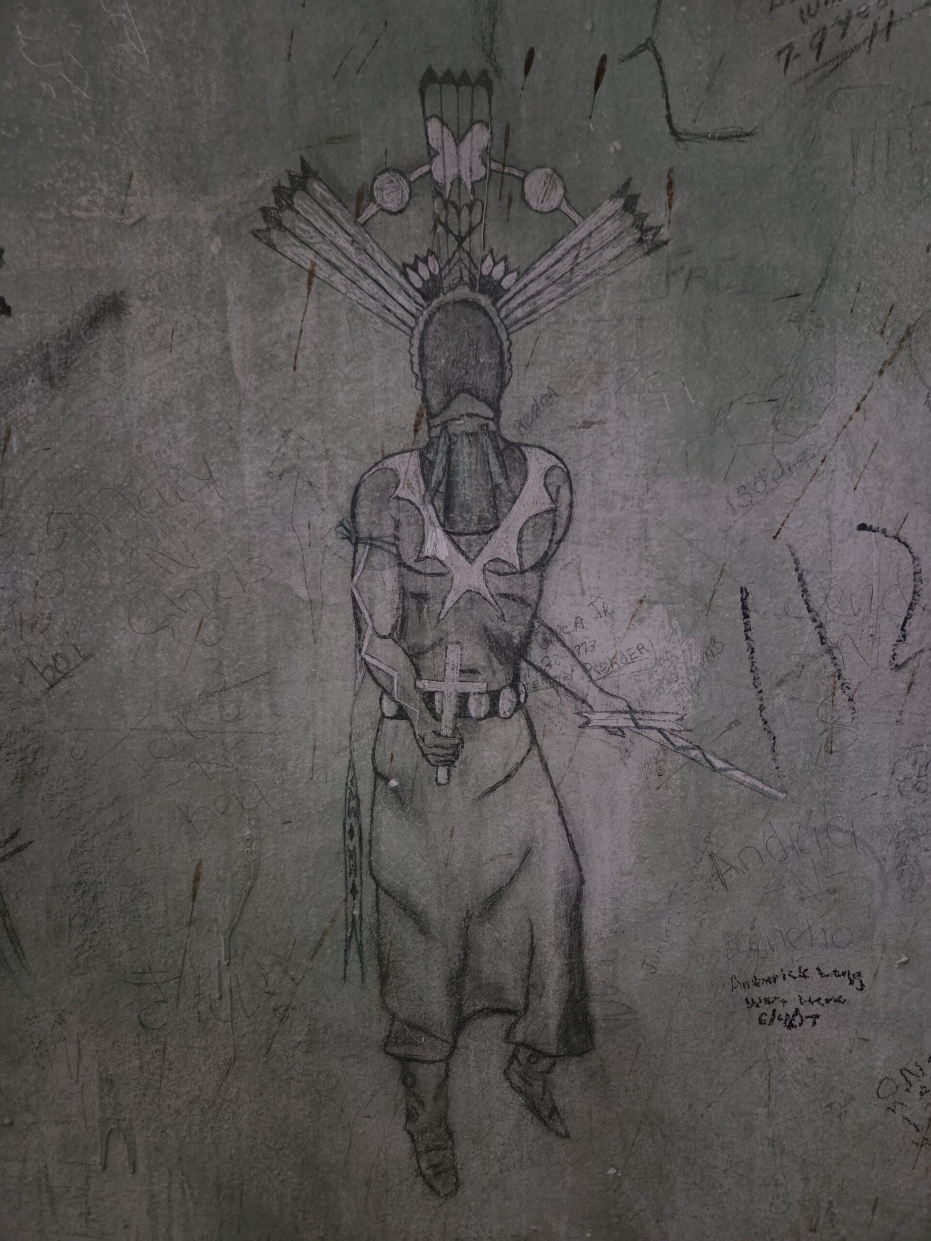 Prisoner art on a cell wall in the old Navajo County jail